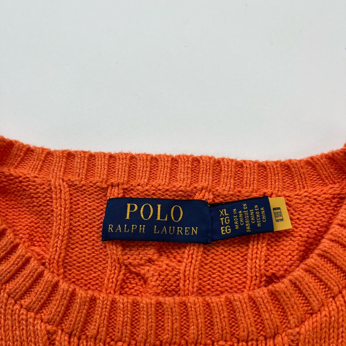 폴로 랄프로렌 오버핏 신형 QR라벨 오렌지 케이블 니트 상품이미지4