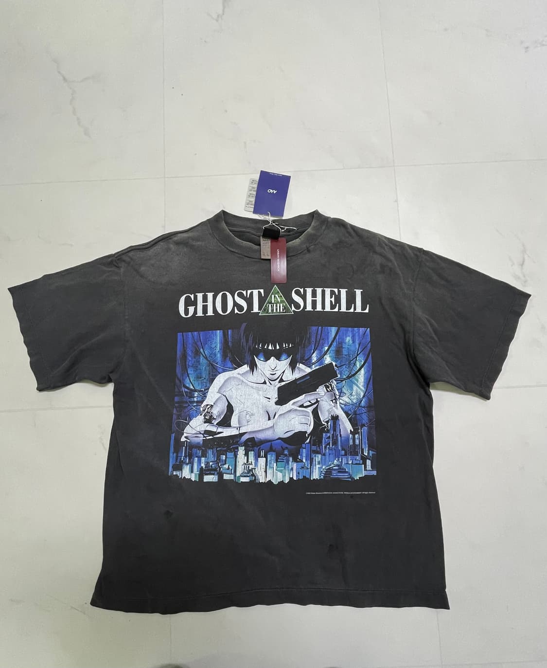 세인트 마이클 x 고스트 인 더 쉘 숏슬리브 티셔츠 블랙  상품이미지1