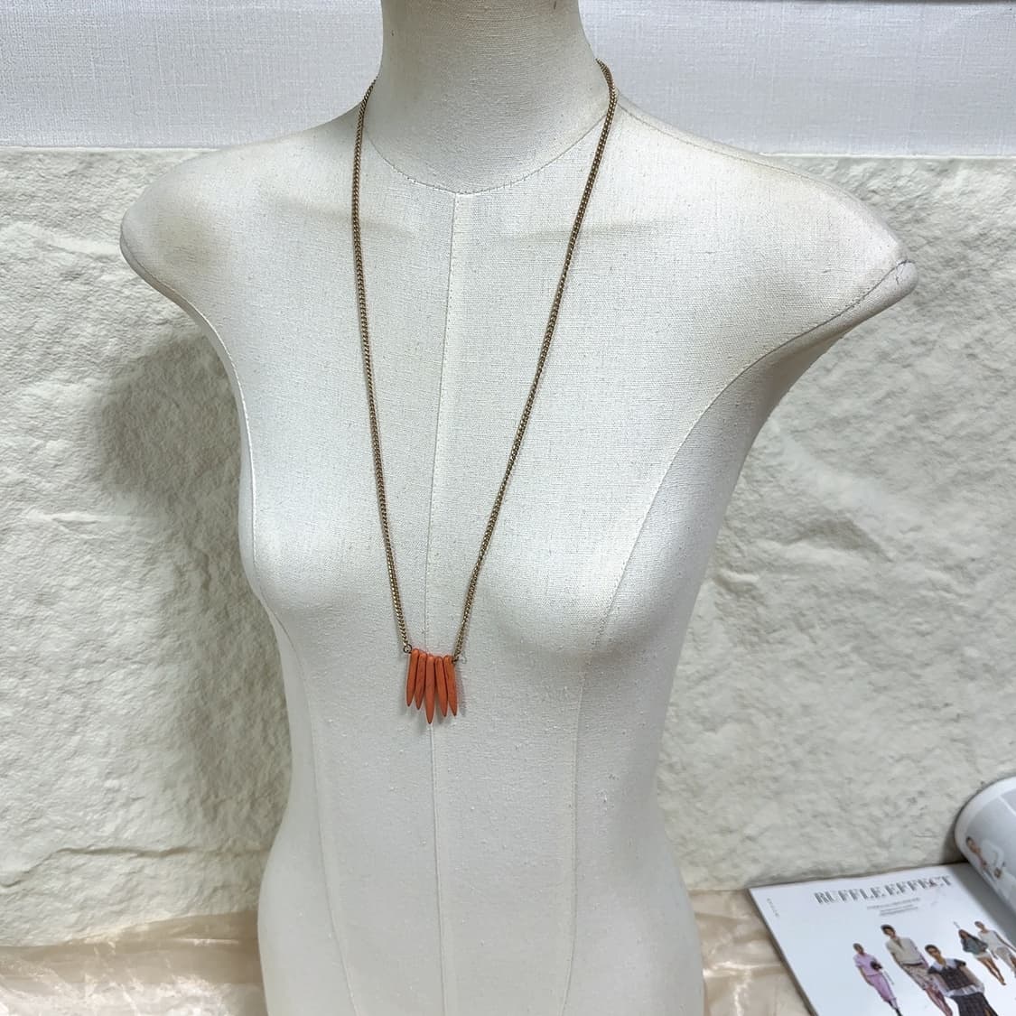 빈티지 중세 오랜지 송석 쿠바체인 목걸이 상품이미지1