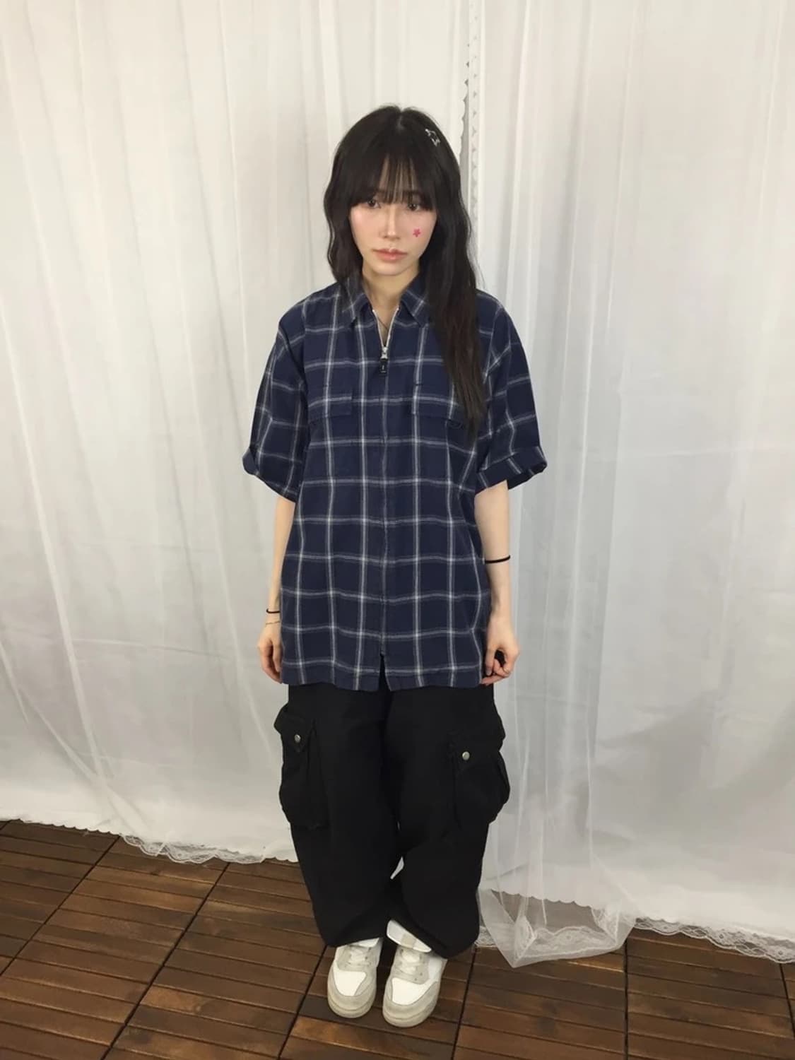Hill Crop Check Zip Shirt 상품이미지1