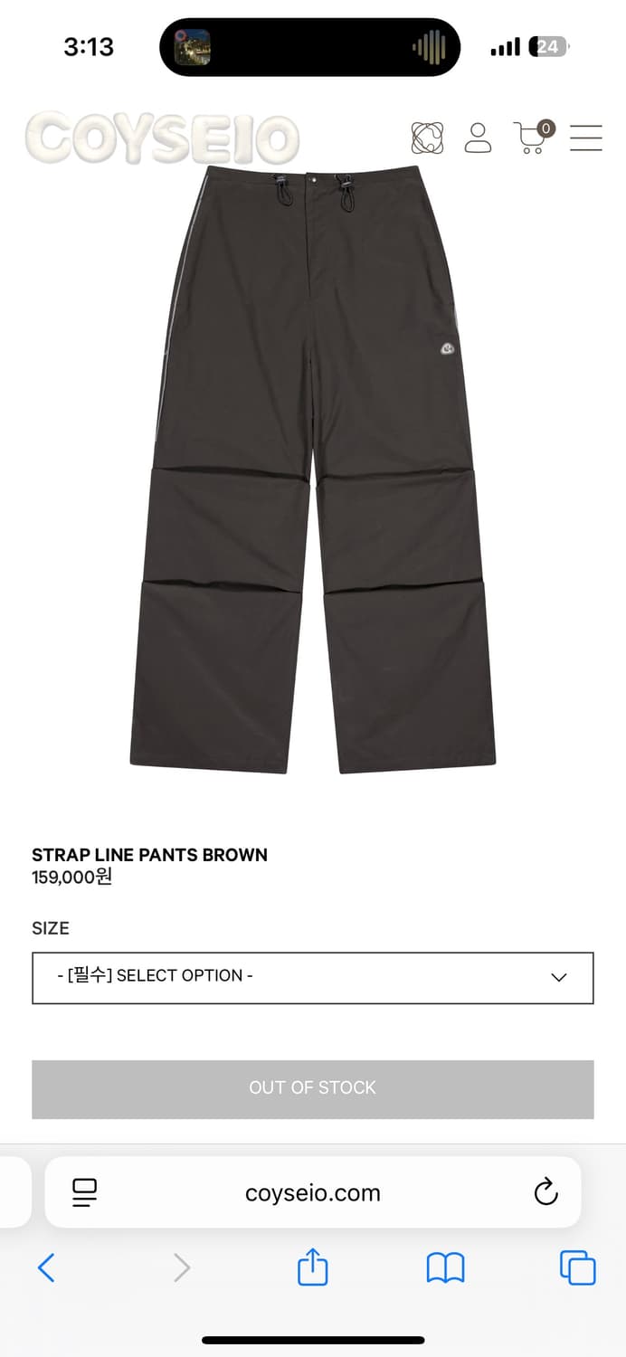 coyseio STRAP LINE PANTS BROWN 상품이미지1