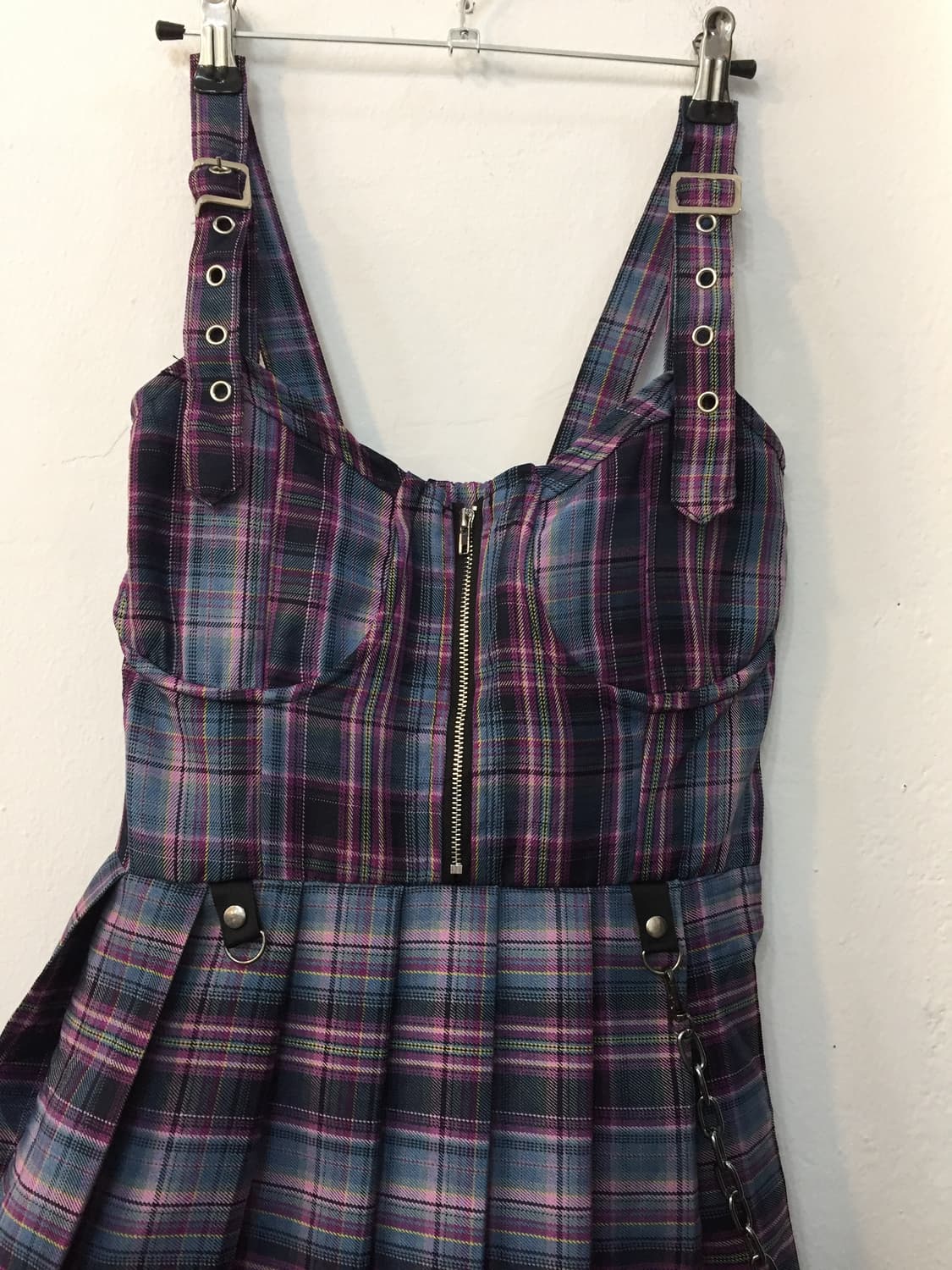 펑크 체인 체크 원피스 상품이미지3