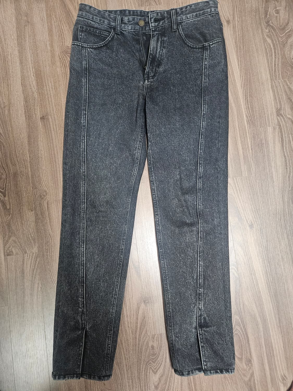 (48)솔리드 절개 흑청바지 상품이미지1