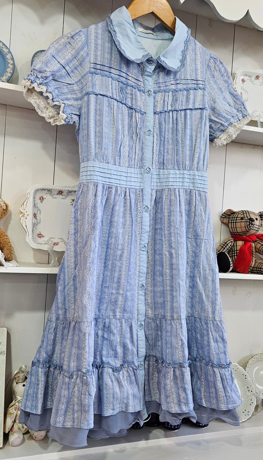 (Axes Femme) 레이스 스트라이프 원피스 상품이미지2