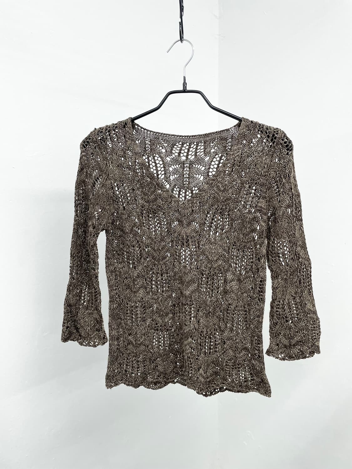 브라운 크로셰 니트 탑 상품이미지1