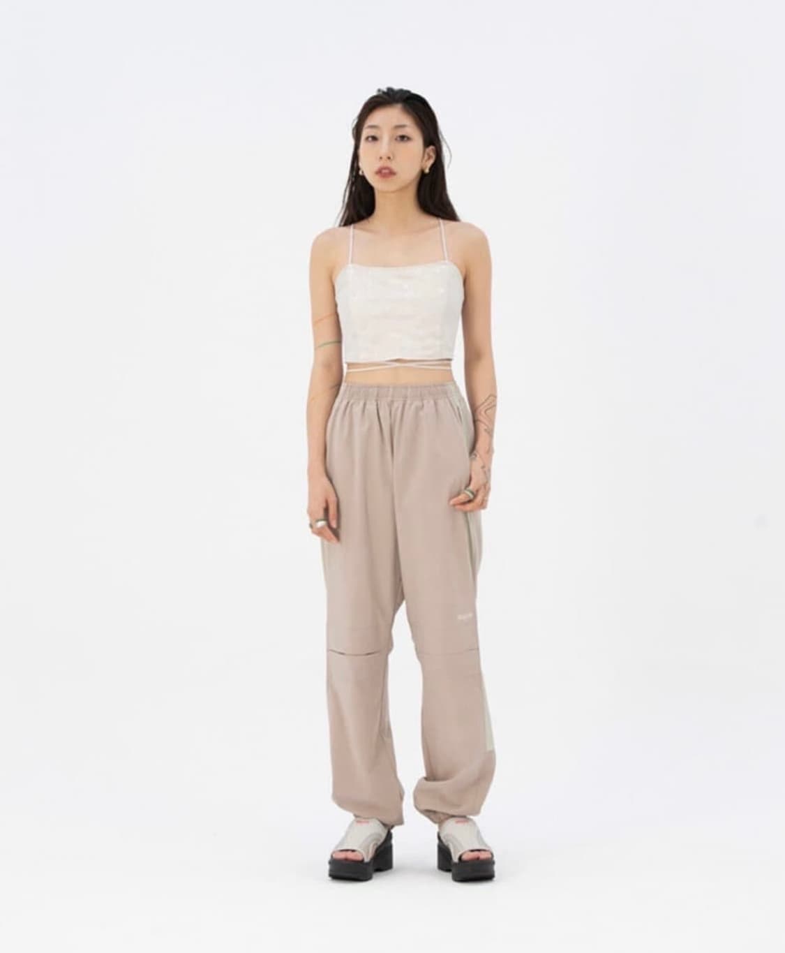 미스치프 콜아웃 트랙수트 팬츠 베이지 S 상품이미지1