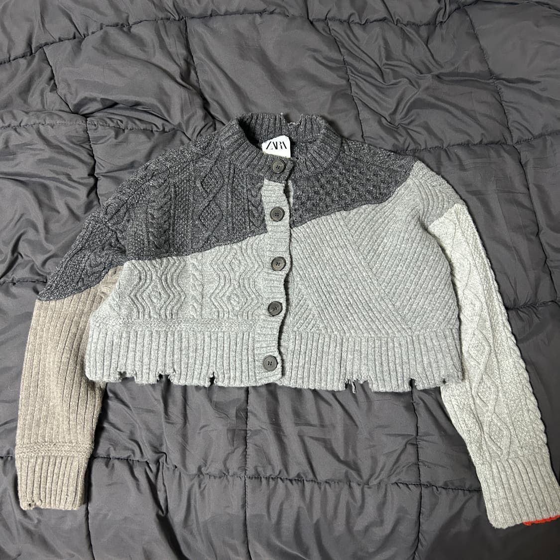 자라 x 아더에러 디스트로이드 크롭 가디건 블루 S-M 상품이미지2