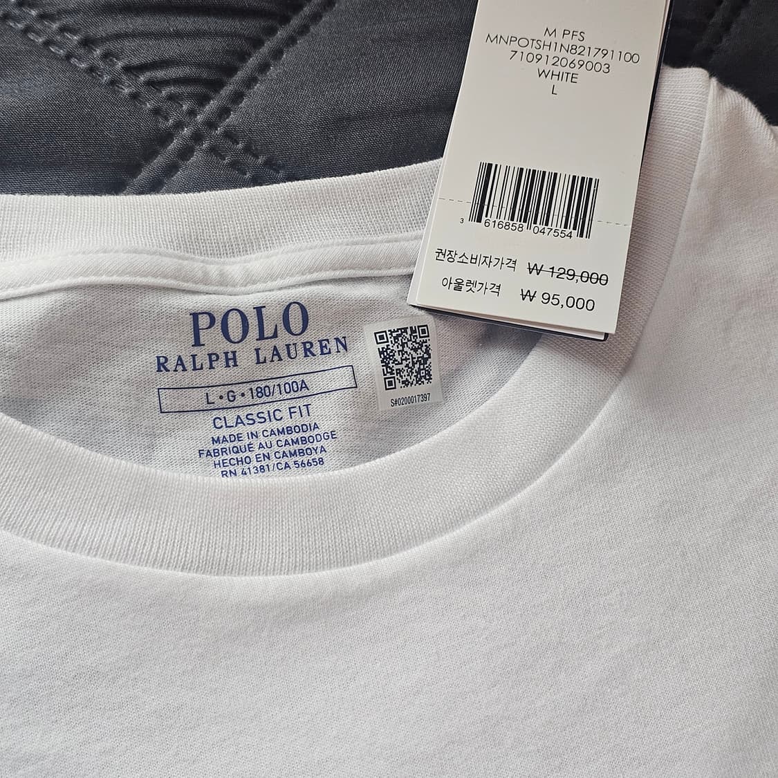 국내판 새제품L(정가9.5만) 폴로 크루넥 포켓티 반팔 티셔츠 화이트 상품이미지2