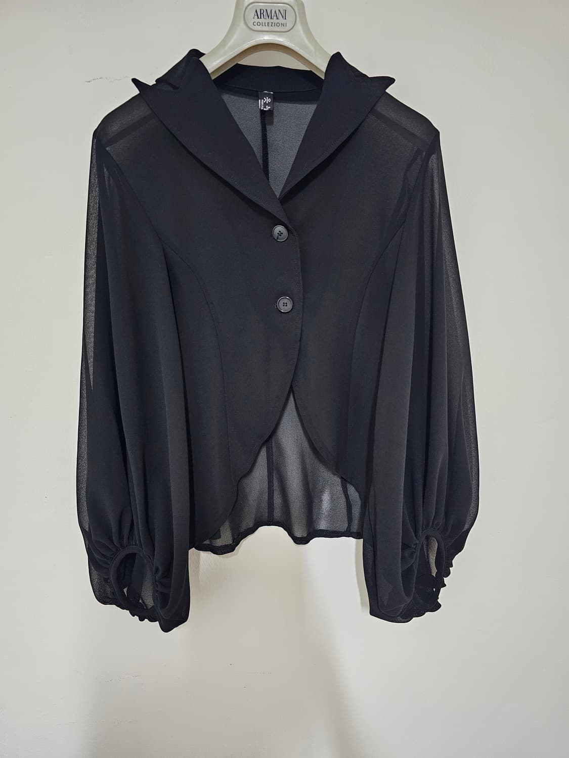 옷누리 시스루 쉬폰 튤립라인 벌룬소매 블라우스 쟈켓 55 상품이미지1