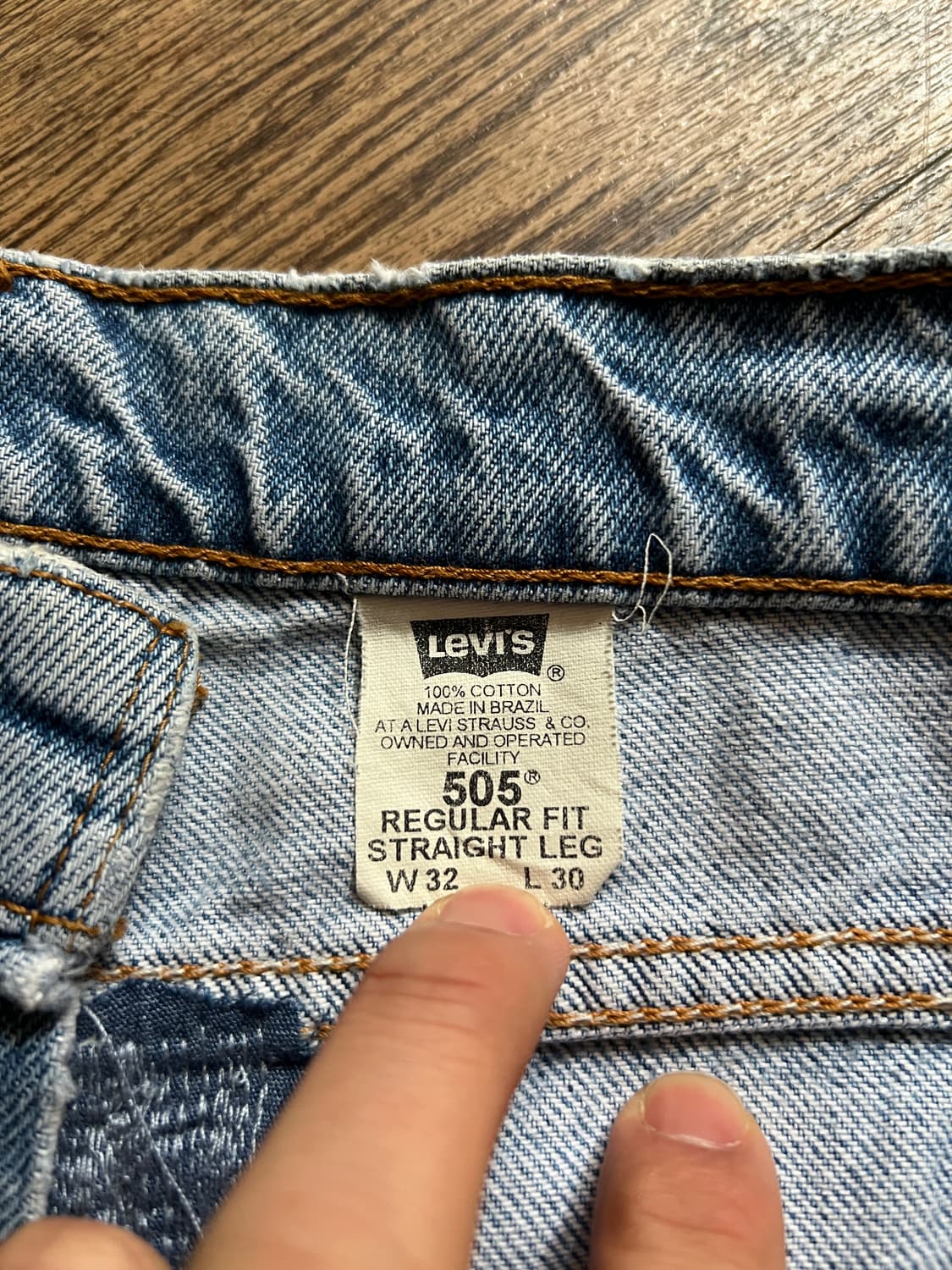 [32]90's 리바이스 USA 505 오렌지탭 빈티지 워싱 데님 팬츠 상품이미지6