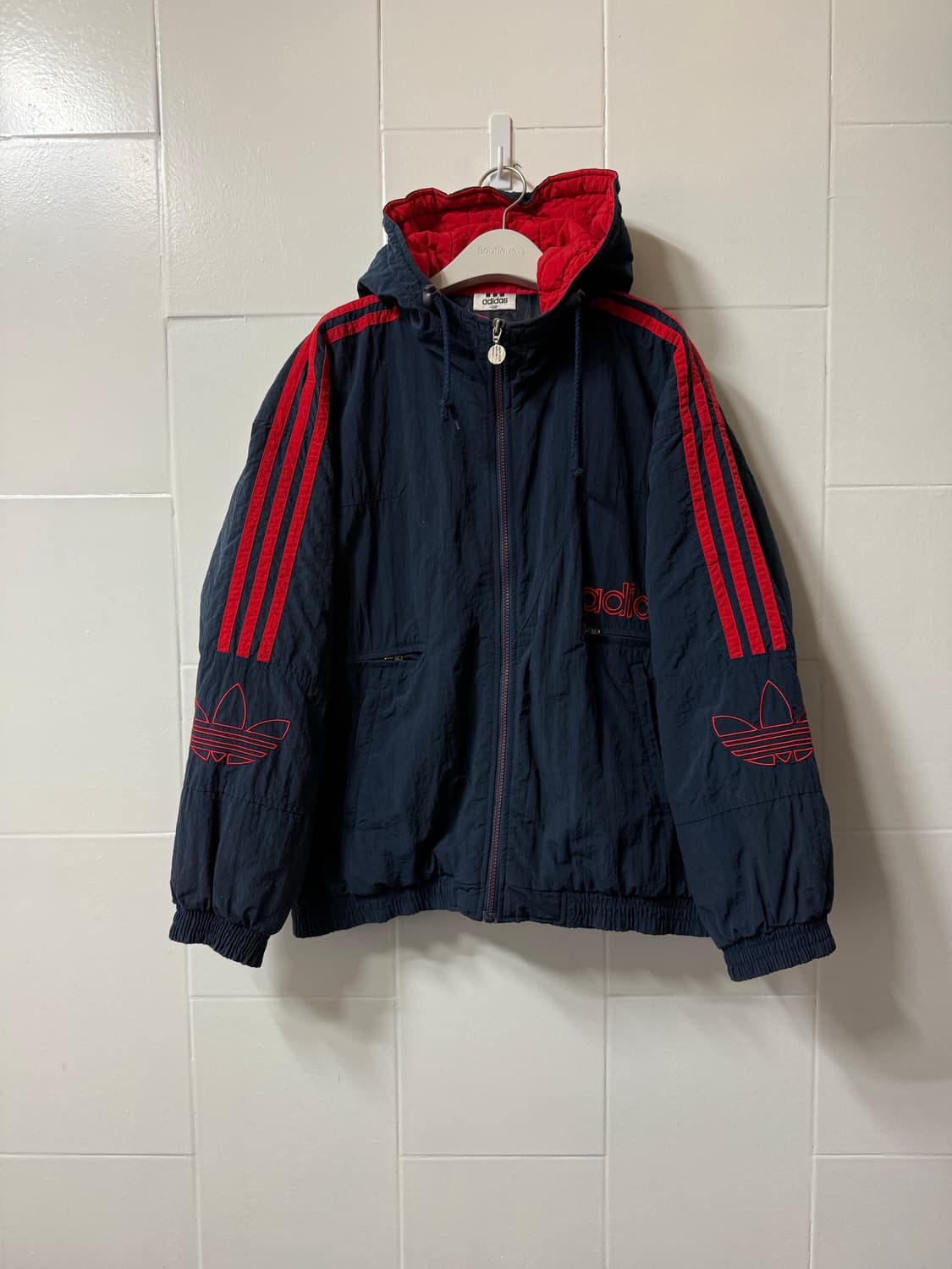 아디다스 올드스쿨 트레포일 누빔 후드 점퍼 상품이미지1