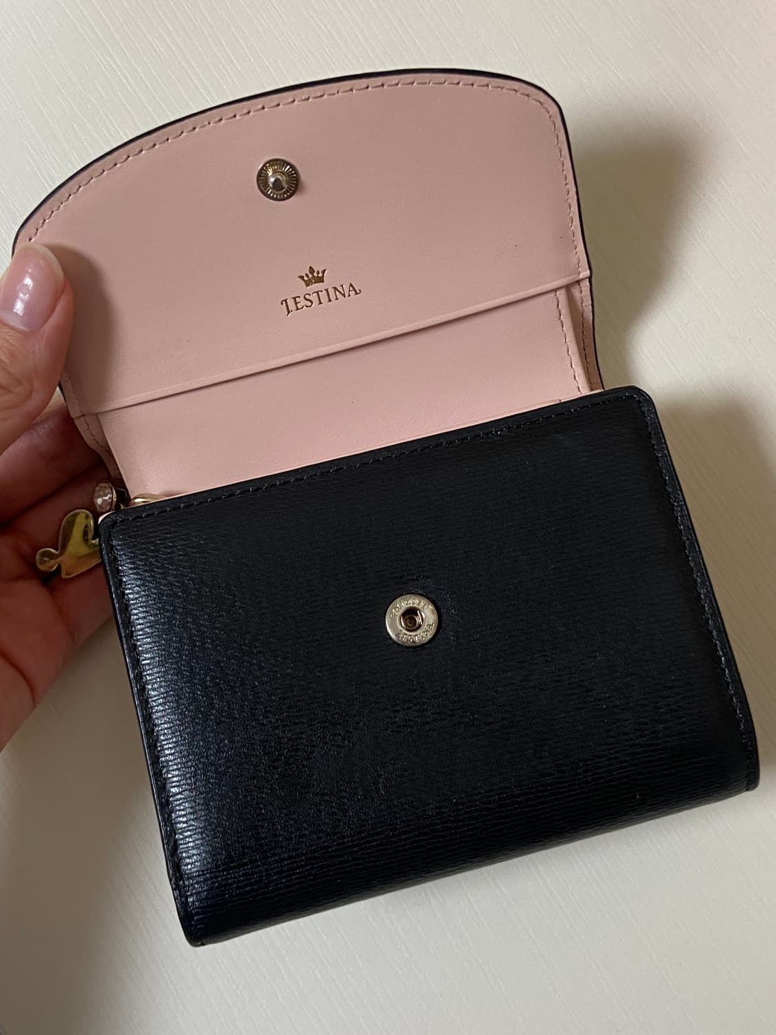 제이에스티나 3단 반지갑 블랙 핑크 상품이미지4