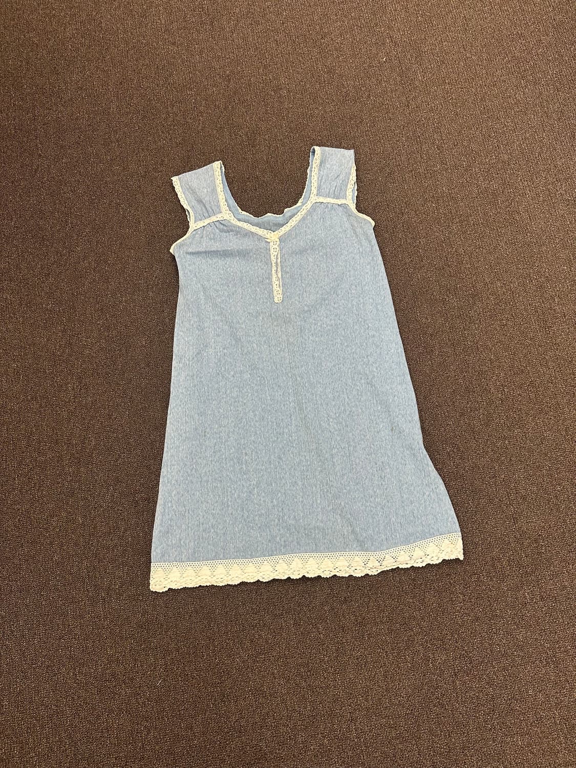 M)Japanese vintage 스카이 블루/화이트 레이스 나시 원피스 상품이미지4