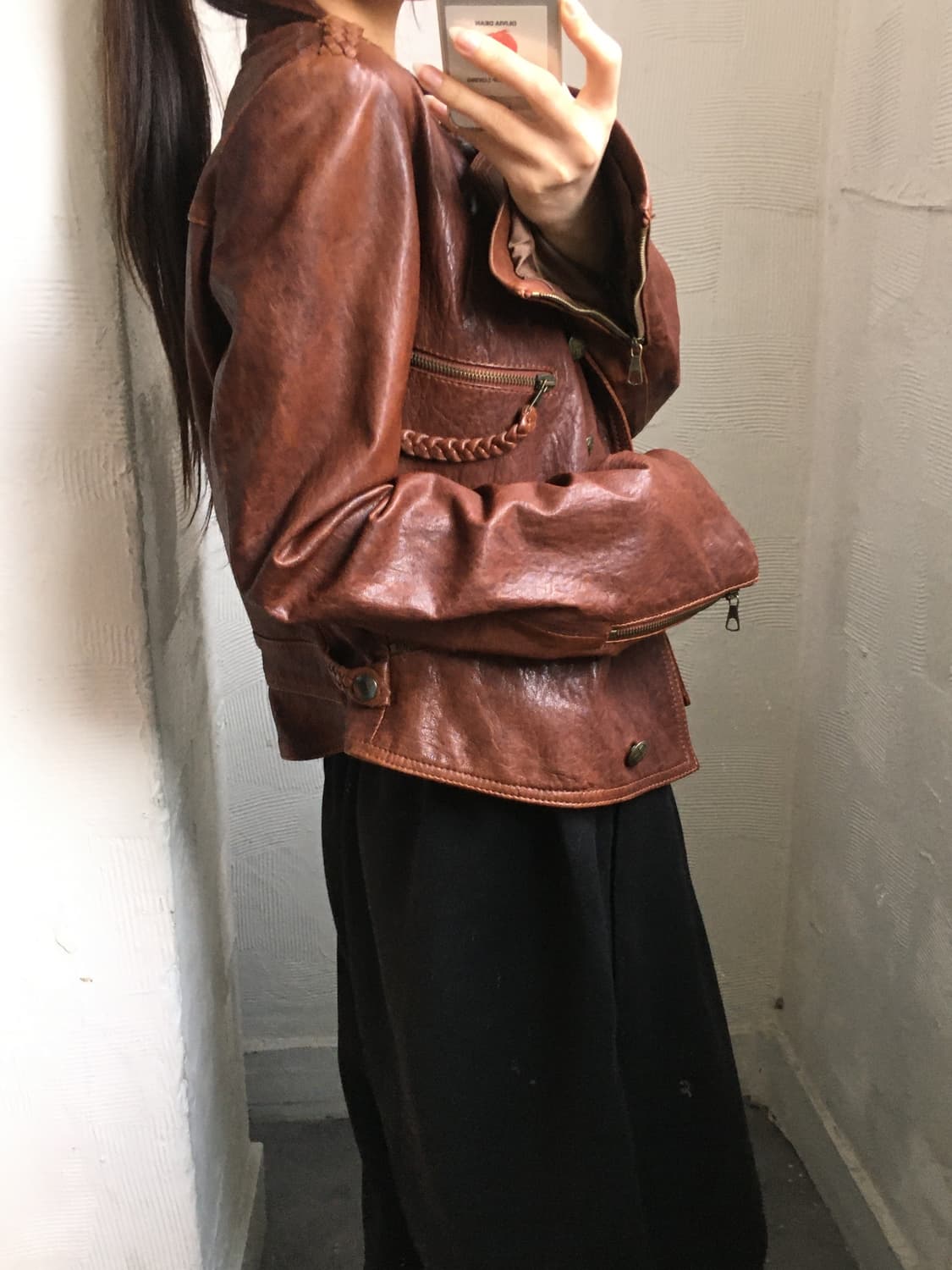 WE ARE REPLAY 위아레플레이 버건디 레더 자켓 상품이미지3