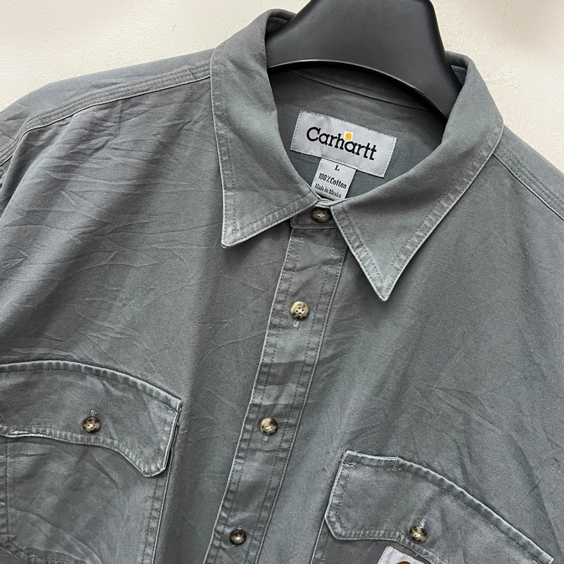 칼하트 리메이크 그레이 오버핏 반팔 헤비 워크 셔츠 L~XL 상품이미지3