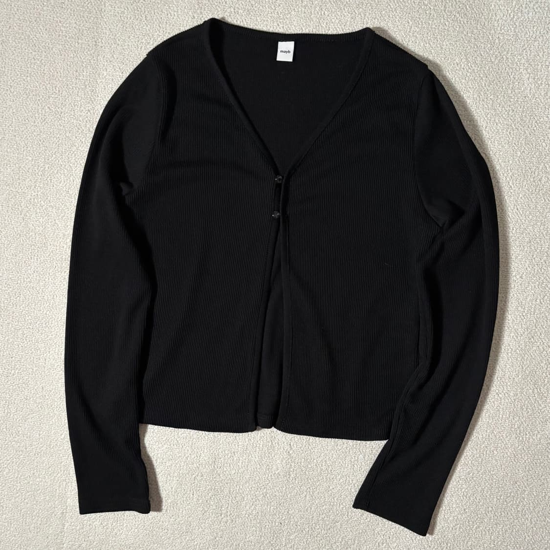 보세 골지 블랙 가디건 상품이미지1