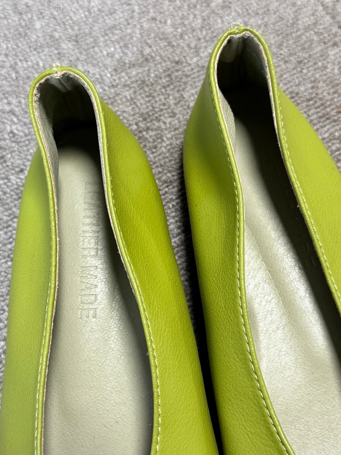 vintage 연두색 양가죽 플랫 230 상품이미지2