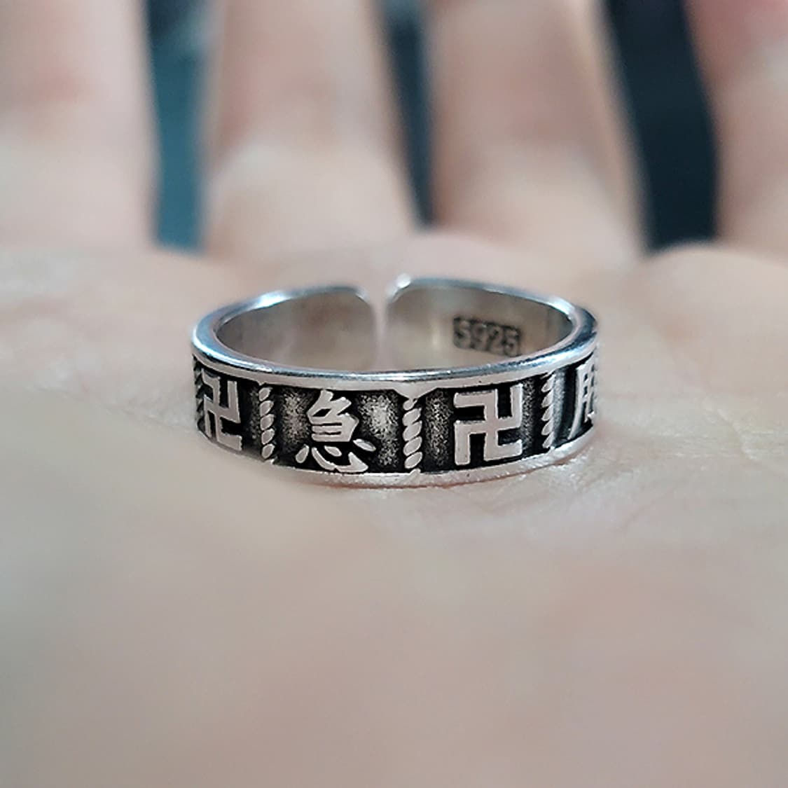 Manja 실버 남자 엔틱 빈티지 불교 반지 상품이미지5