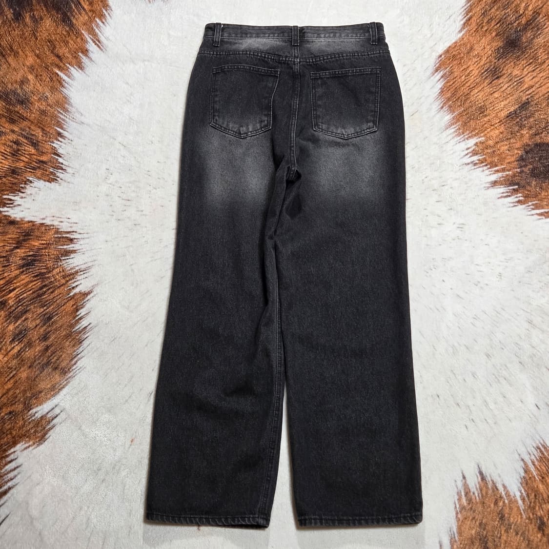 빈티지 흑청 워싱 데님 와이드 팬츠 상품이미지4
