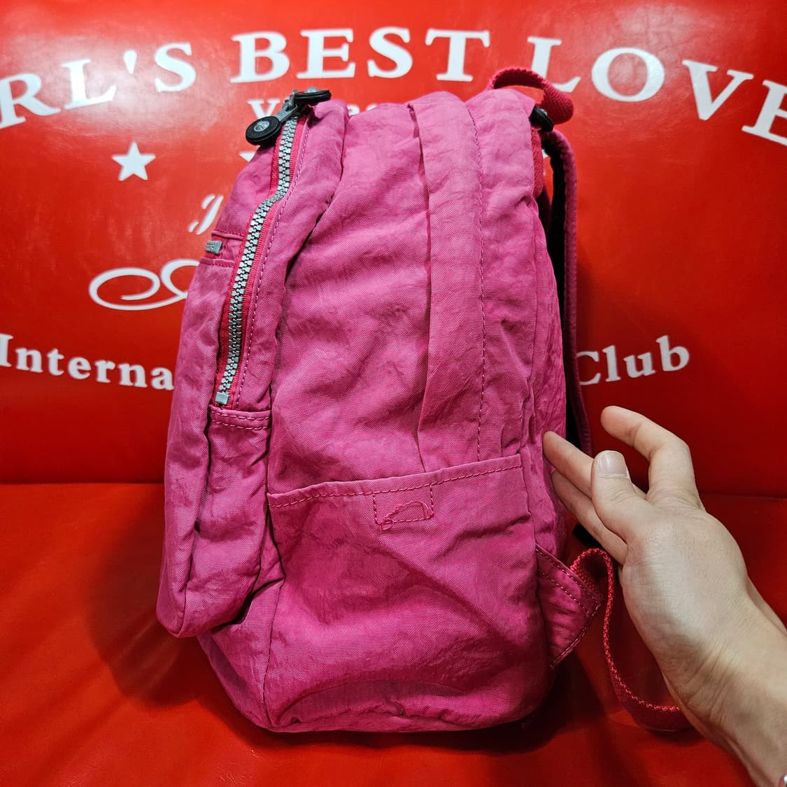 키플링 y2k 핑크 릴라고 나일론 백팩 상품이미지3