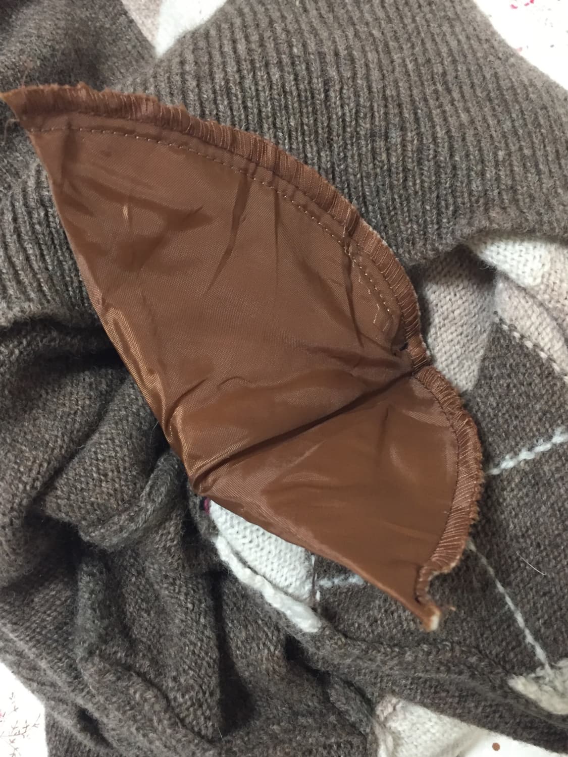 빈티지 모리걸 초코 아가일 목폴라 니트 상품이미지4