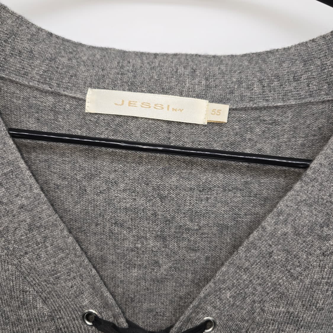 Jessi NY 더블유엠 니트 가디건 그레이 레이스업 상품이미지2