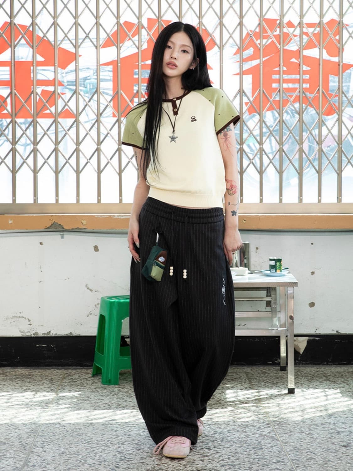 루나키후 슈팅 스타 스트라이프 벌룬 팬츠 1 size 상품이미지3