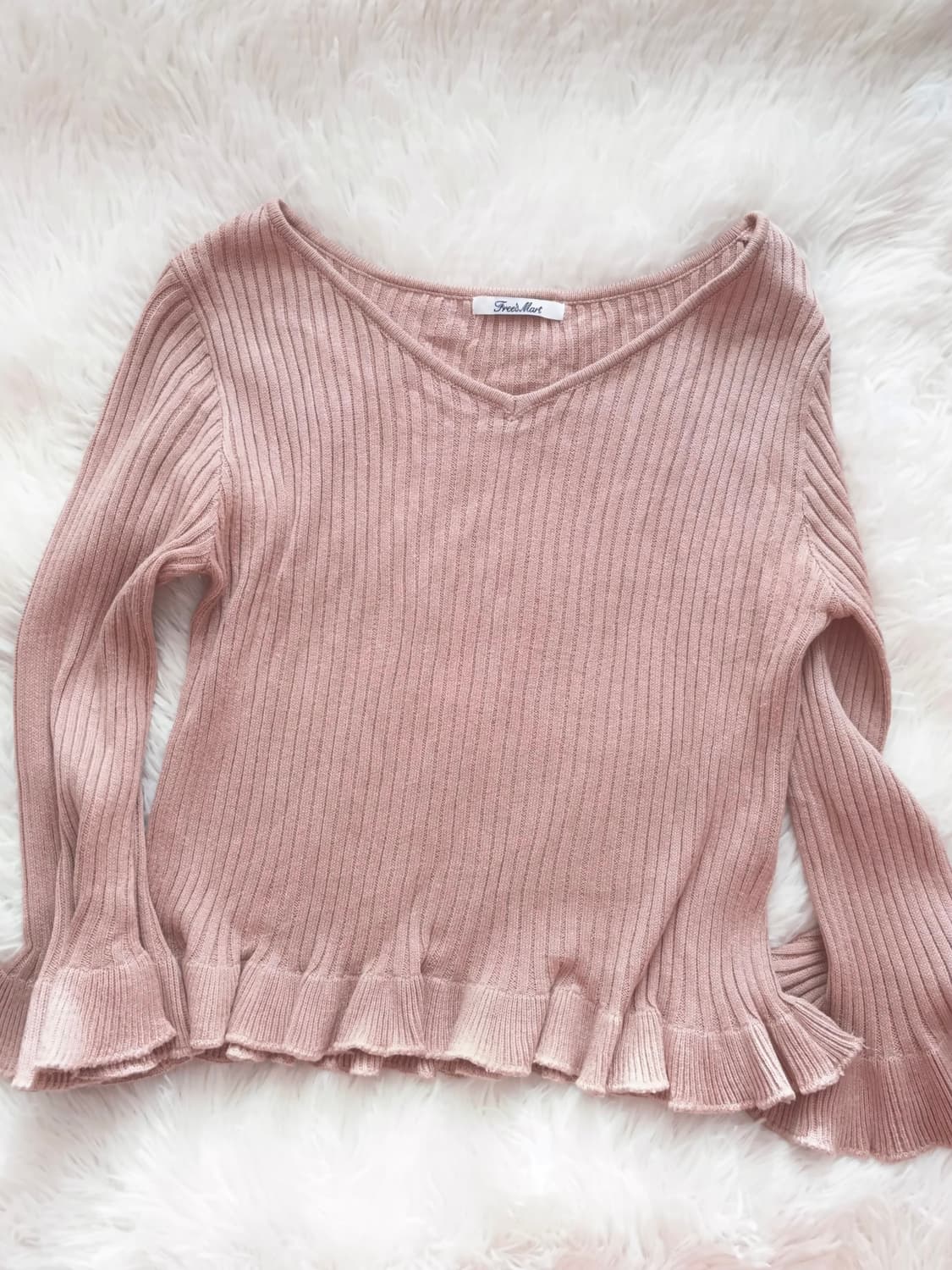 스나계 핑크 니트 프릴 블라우스 (착샷o) /걸리 스나 양산형 히메갸루 상품이미지1