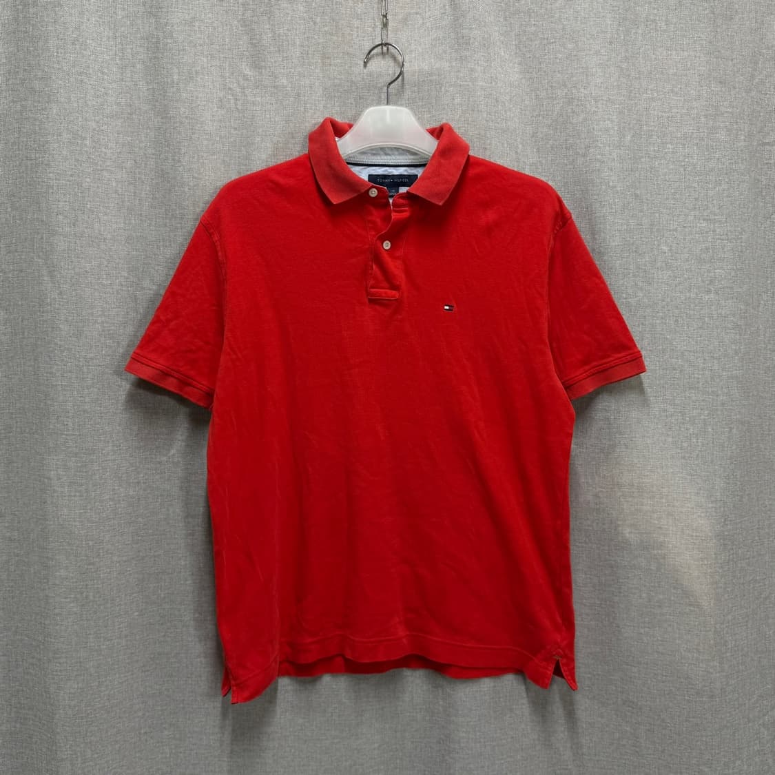[해외L] 타미힐피거 레드 코튼 반팔 폴로티셔츠 상품이미지1