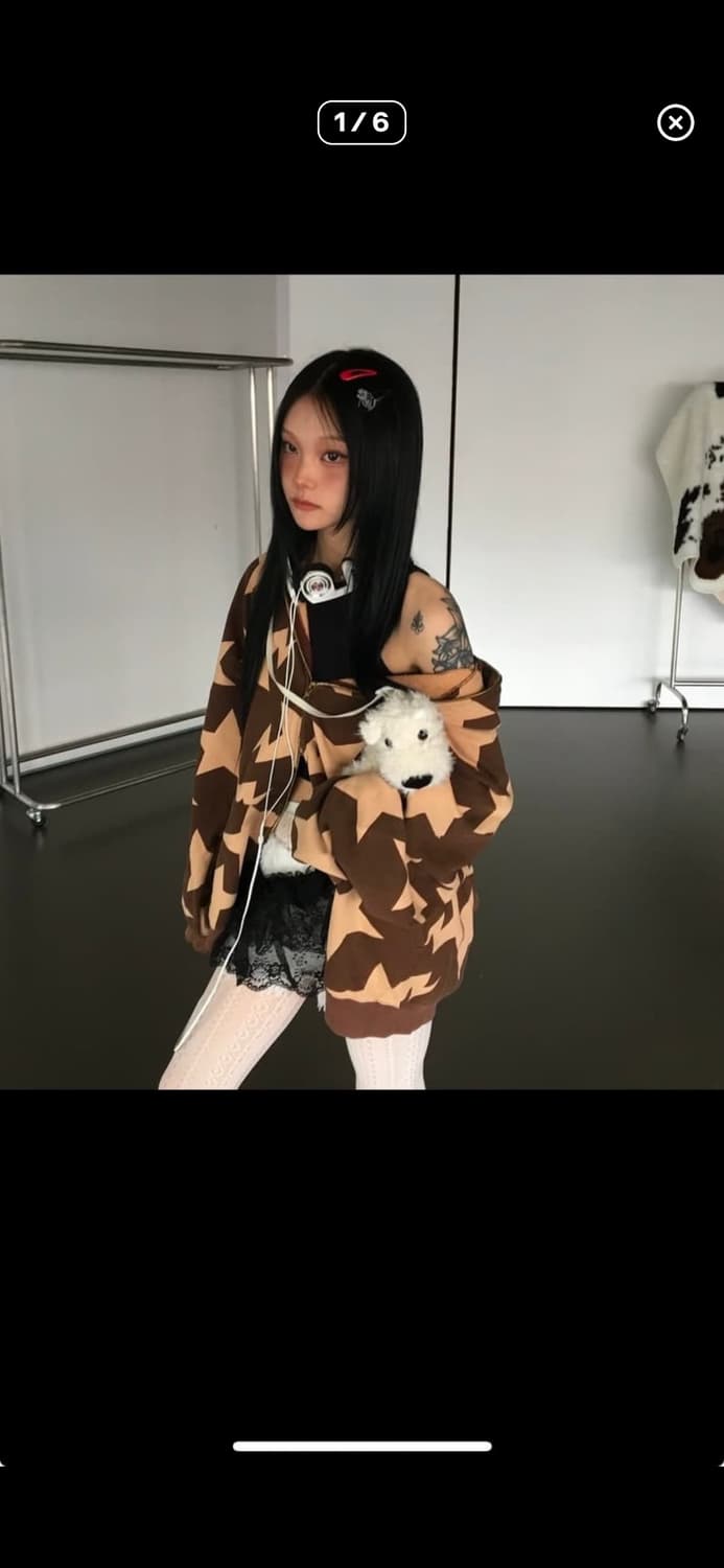 베이프 og 초코 브라운 스타 후드집업 M 상품이미지1