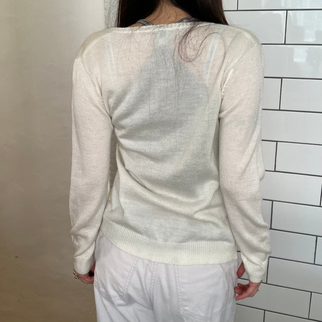 빈티지 아이보리 케이블 니트 가디건 상품이미지3