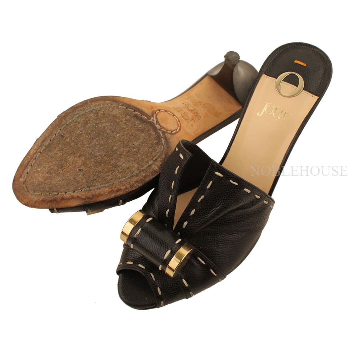 오쥬르 블랙 화이트 스티치 뮬 슬리퍼 35 1/2 상품이미지4