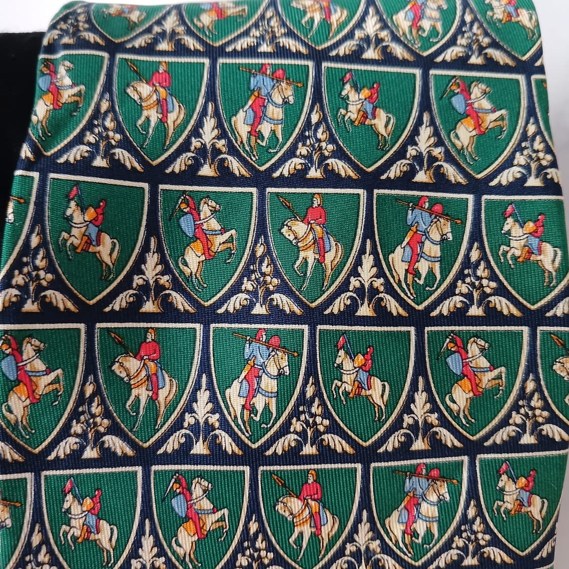 엔리코로시니 실크 그린 승마 모티브 넥타이 10cm A+등급 A18908 상품이미지5