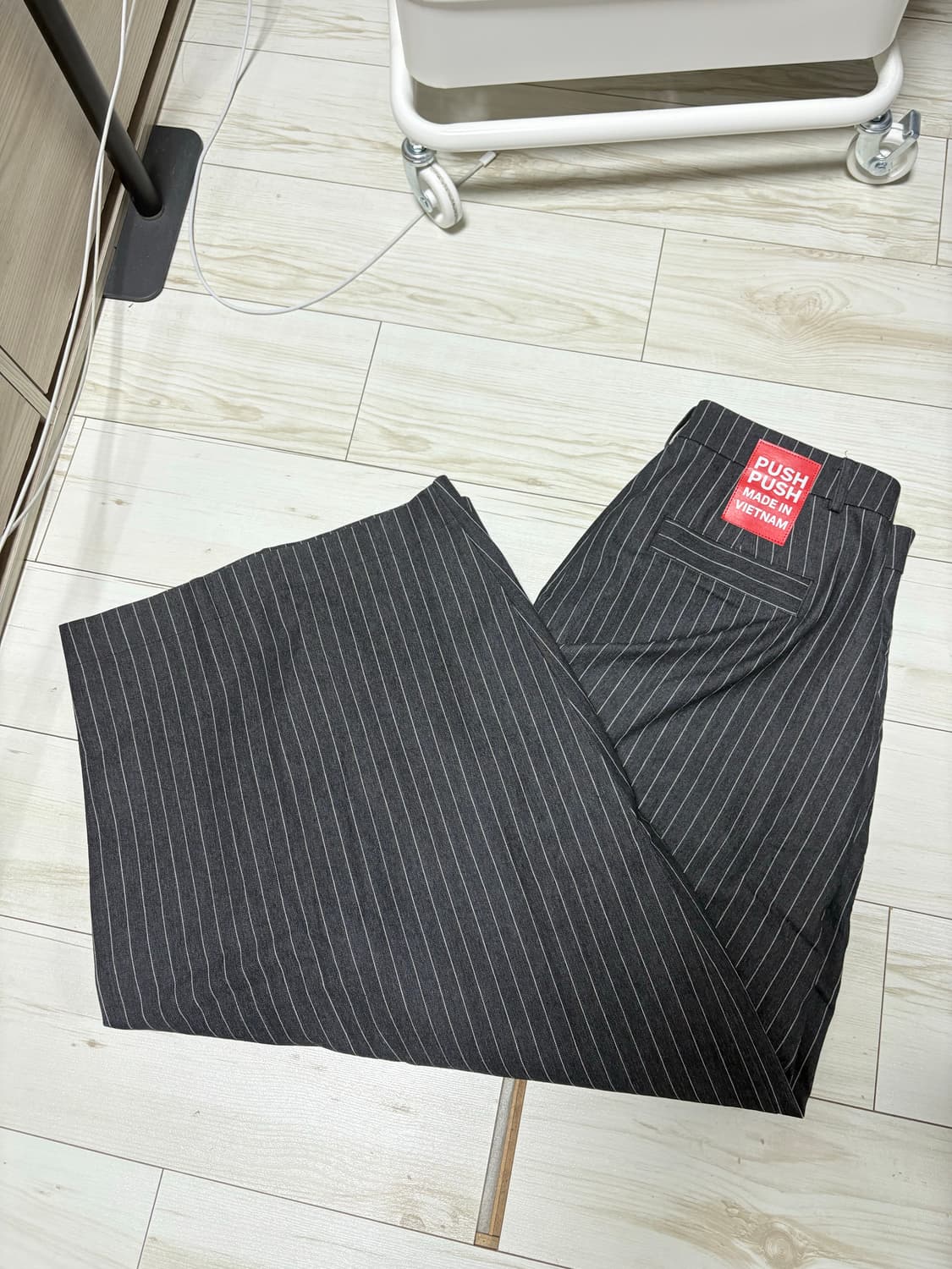 푸쉬푸쉬 pushpush 스트라이프 팬츠 블랙 XL 상품이미지5
