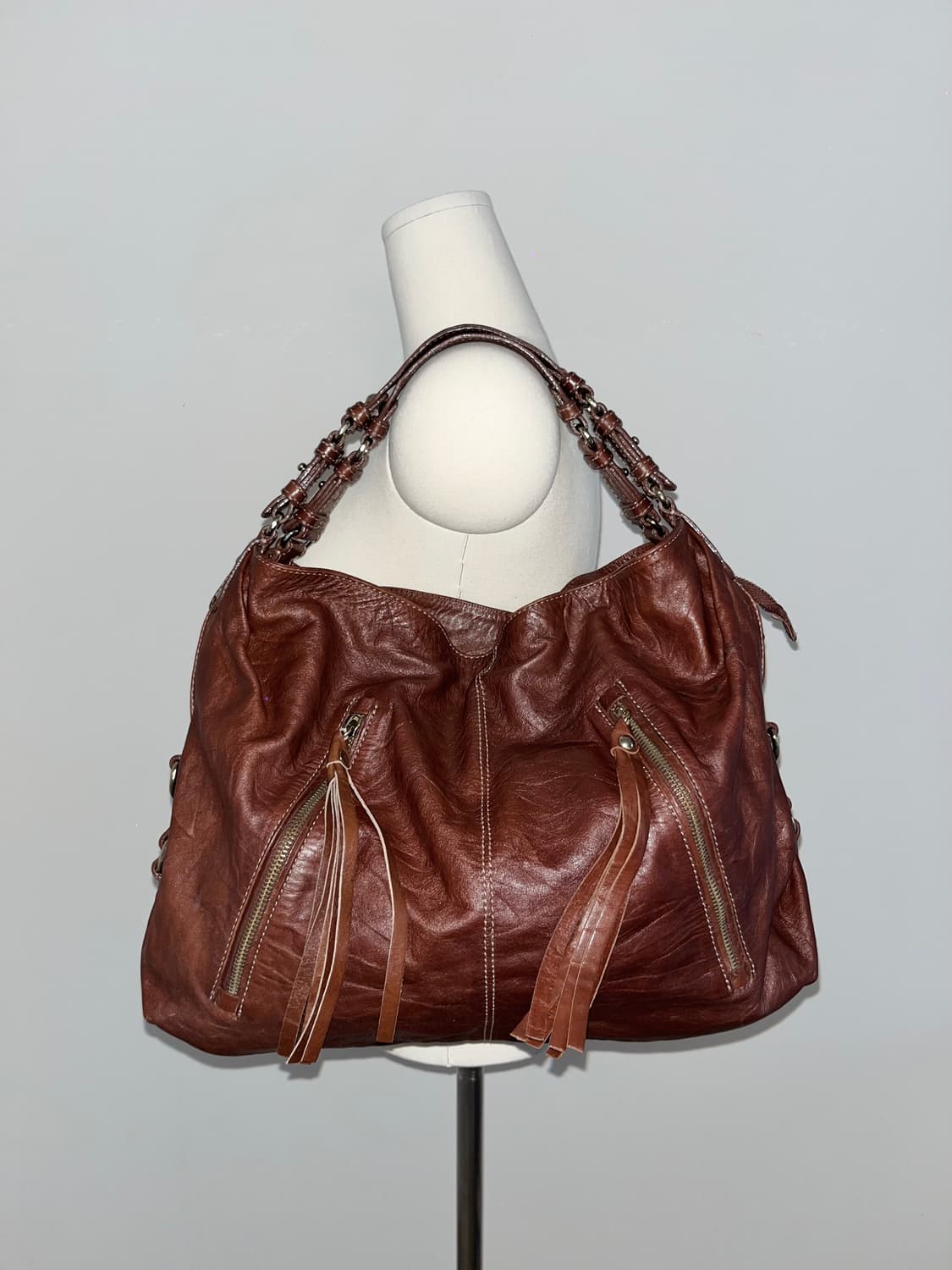 📦 Y2k Old leather redbrown Shoulder Bag 상품이미지1