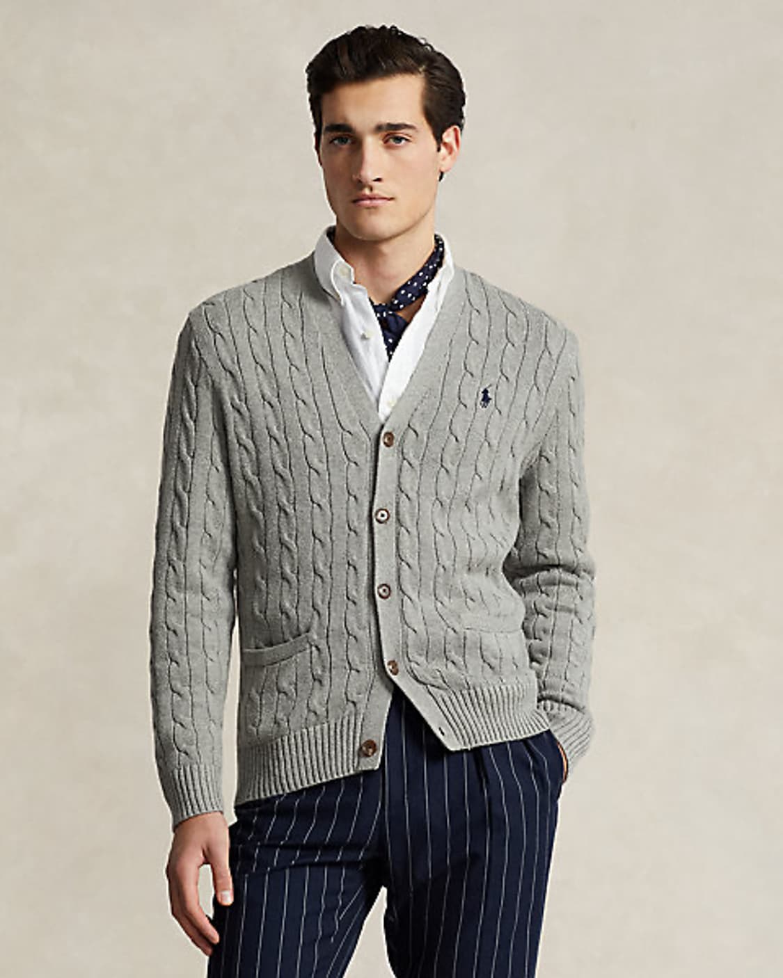 폴로 랄프로렌 케이블 니트 코튼 가디건 그레이 상품이미지1