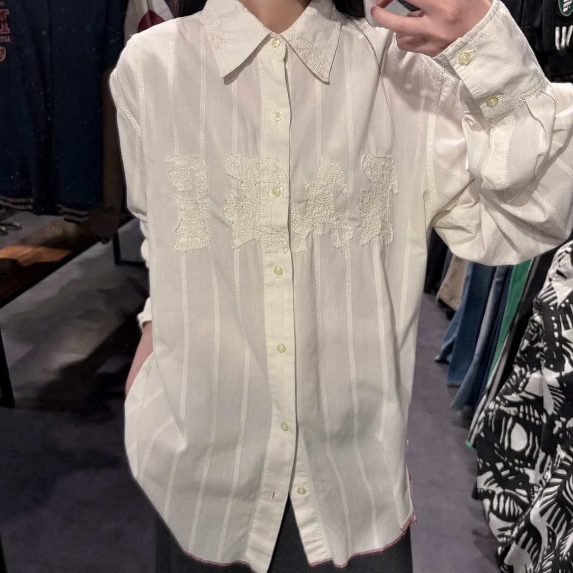 [IM] Vtg 아플리케 자수 셔츠 아이보리 상품이미지2