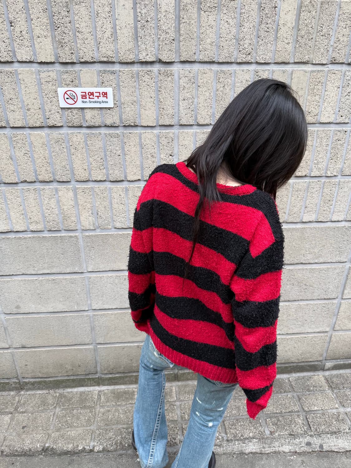 레드&블랙 스트라이프 부클니트 상품이미지2