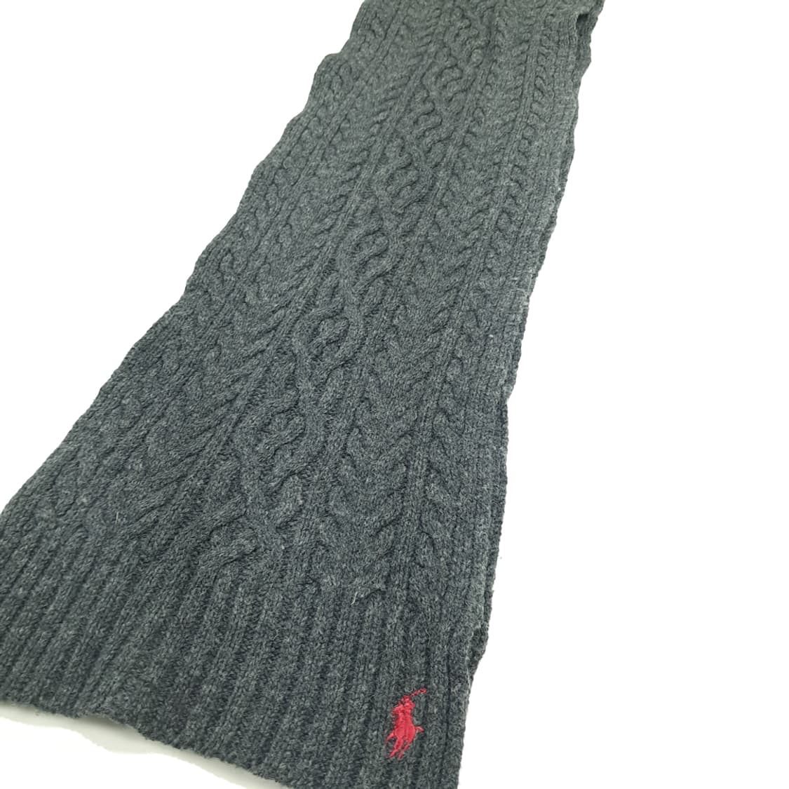 MX127 폴로 랄프로렌 다크그레이 램스울 케이블 니트 목도리 머플러 상품이미지6