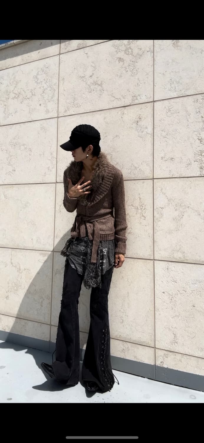 “Vintage” V-Kei Mood Fur Detail Brown Ca 상품이미지1