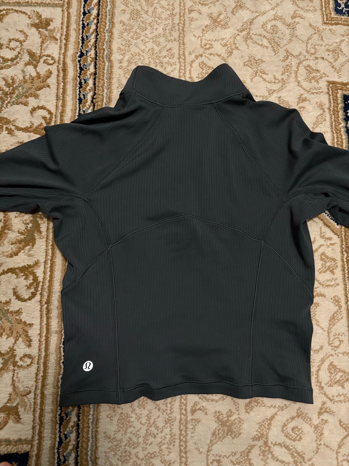 룰루레몬 런 리브드 크롭 하프 집업 블랙  상품이미지5