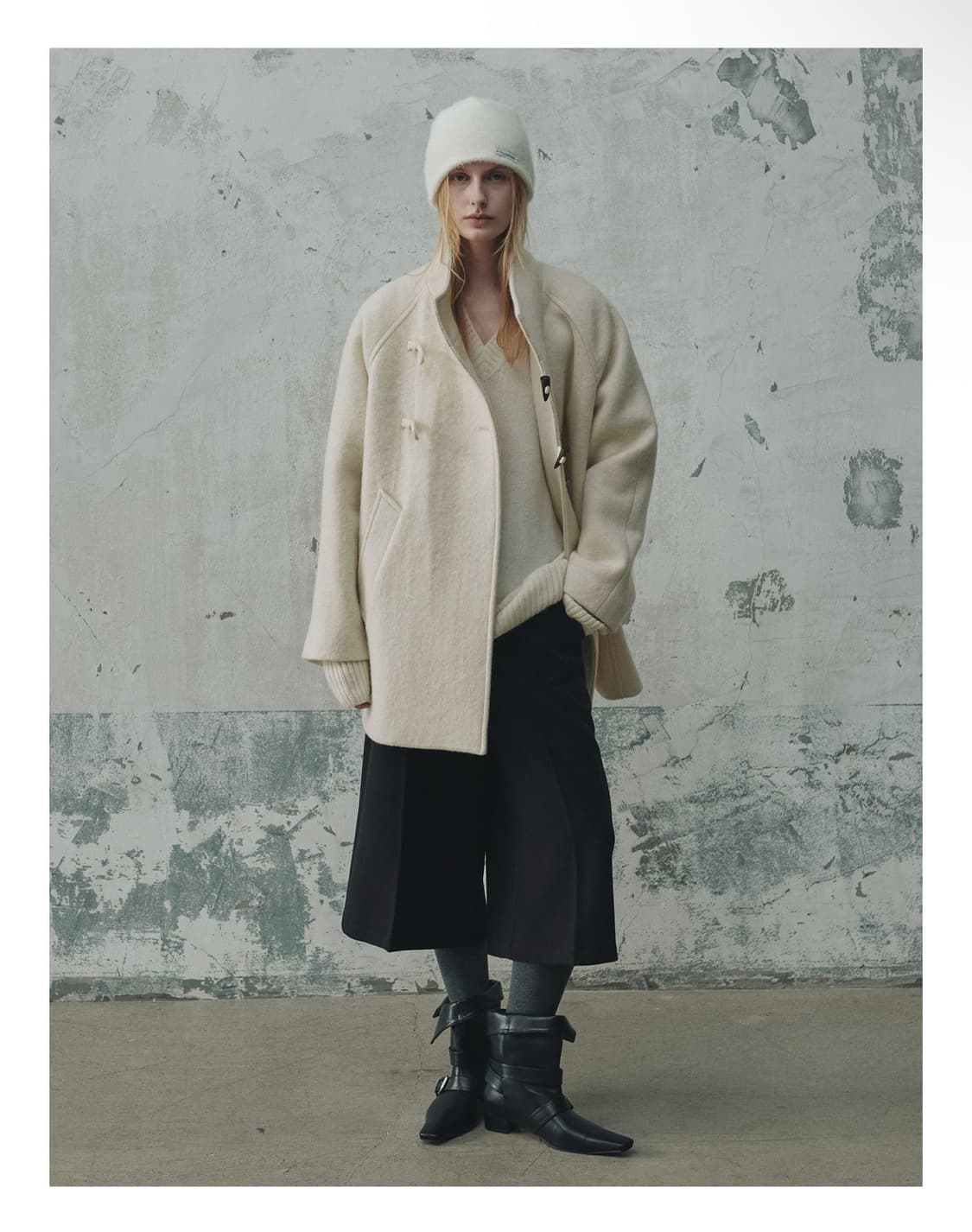 프롬웨얼 울 더프 하프코트 아이보리 상품이미지4