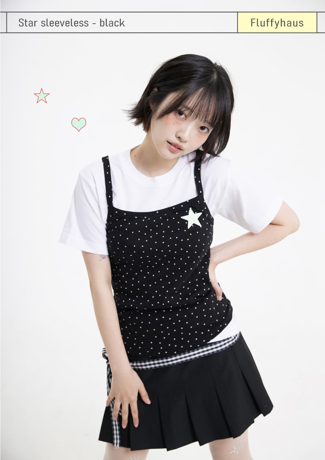 fluffyhaus 플러피하우스 버니 보트넥 티셔츠, 스타 슬리브리스 상품이미지5