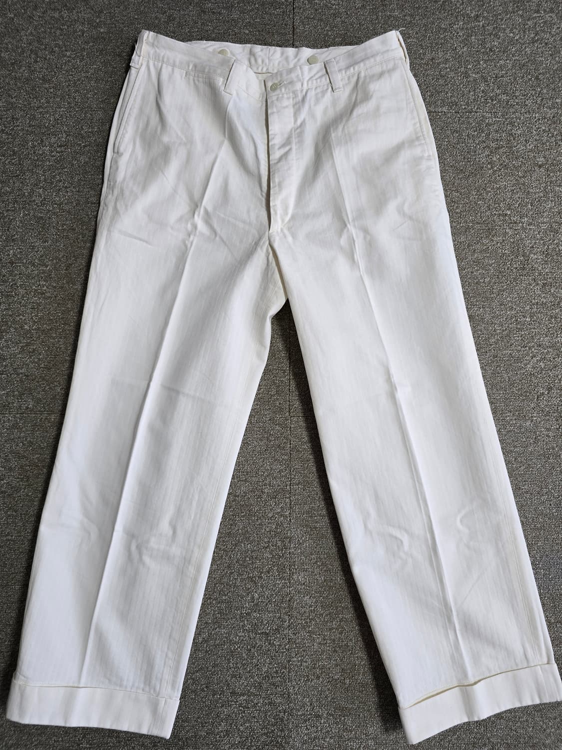 타임원클로딩 엣라코 헤링본 워크팬츠 36 화이트 트라우저 부처프로덕츠  상품이미지1