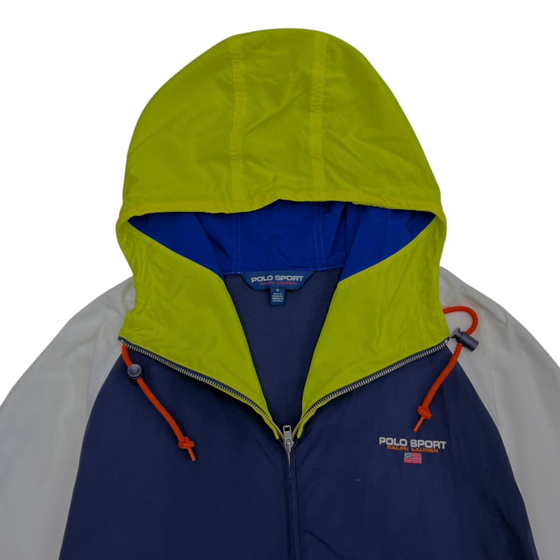폴로 랄프로렌 스포츠 네온 배색 네이비 후드 바람막이 M 상품이미지4