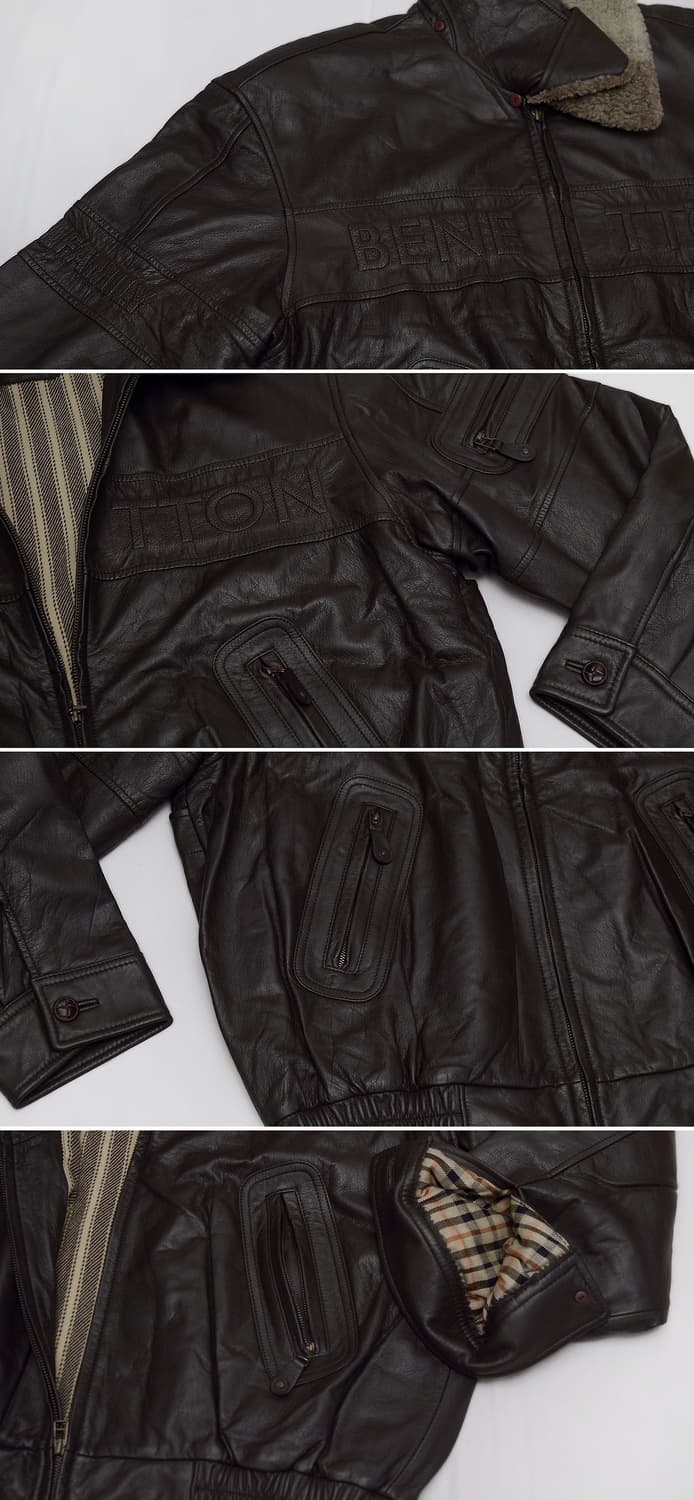 베네통 이태리 블루패밀리 레더 봄버 가죽 항공 자켓 (105+) 상품이미지8