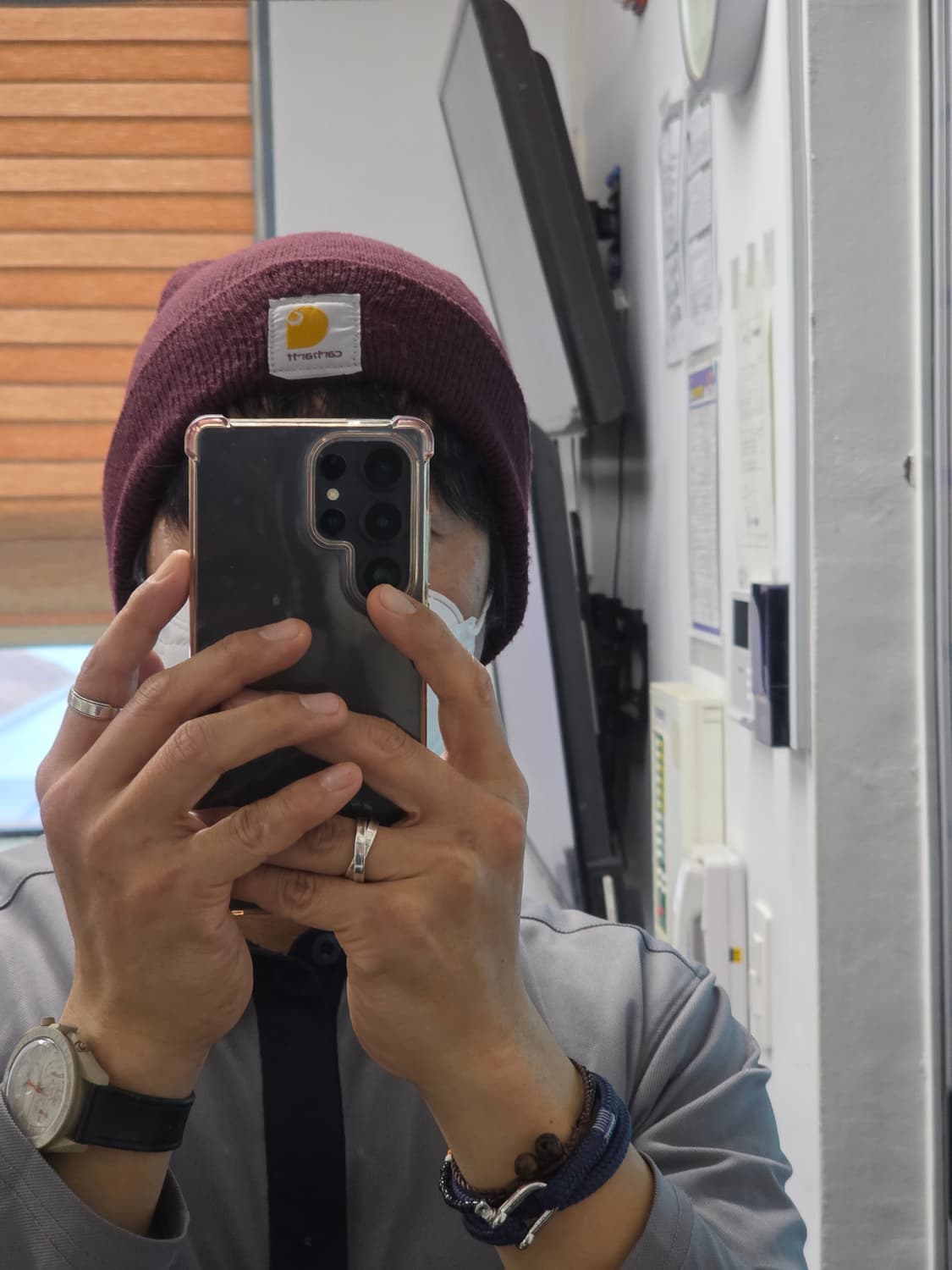 칼하트 아크릴 비니 버건디 상품이미지3