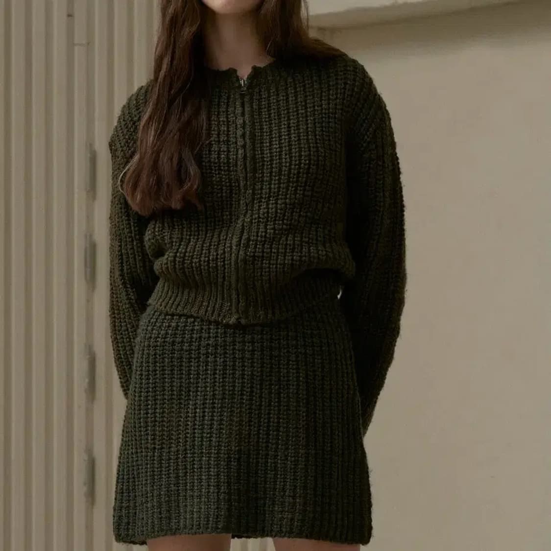 Smoothmood(스무드무드) 청키 크롭 니트 집업 상품이미지2