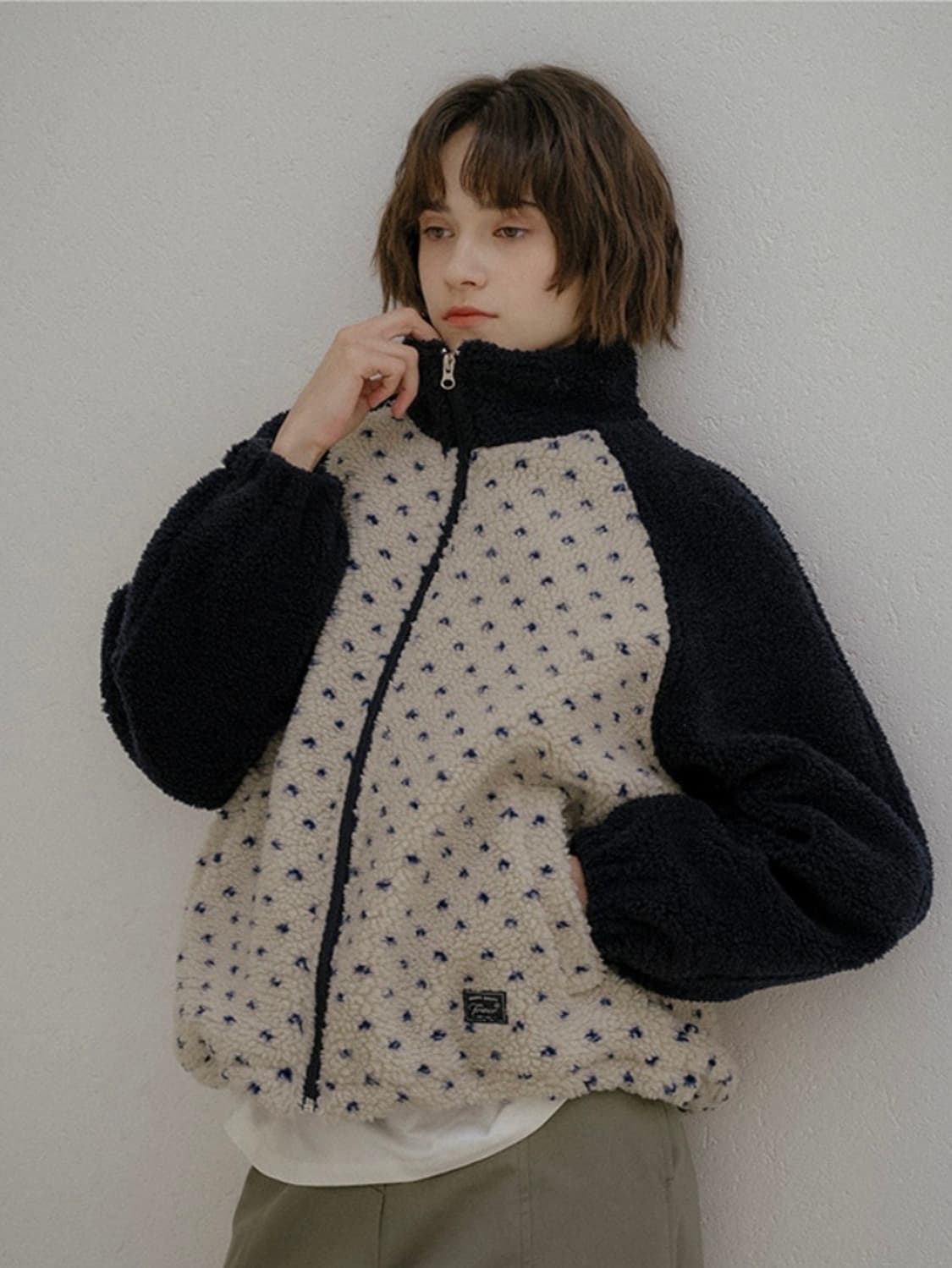 프리버07 후리스 하트 도트 플리스 자켓 새상품 상품이미지1