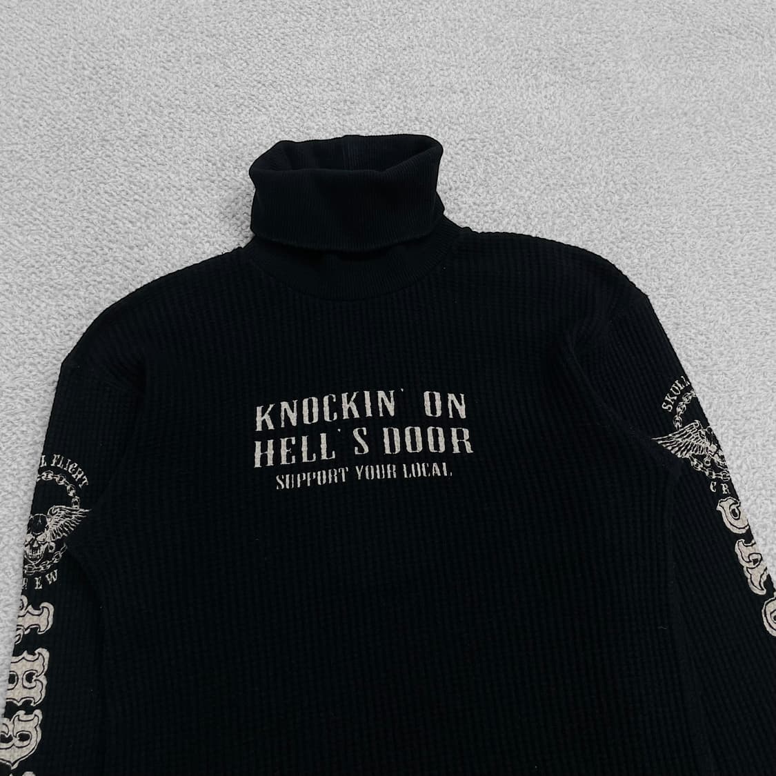 skull flight 스컬 플라이트 y2k 펑크 와플 터틀넥 롱슬리브 상품이미지4